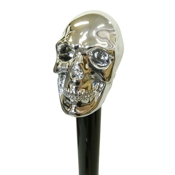 NEW Pasotti Men's Silvery Skull Umbrella Black Made in Italy - Picture 5 of 12
